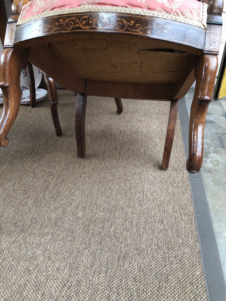 Mahogany Armchair With Inlay, Charles X Period, 19th Century -photo-7