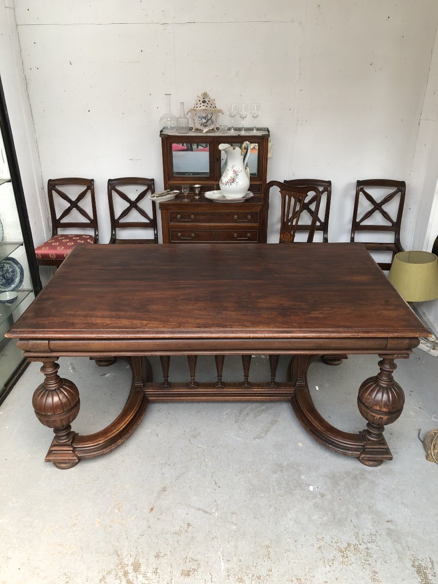 GRANDE TABLE BUREAU DE STYLE RENAISSANCE  XIX EME SIECLE EPOQUE NAPOLEON III-photo-2