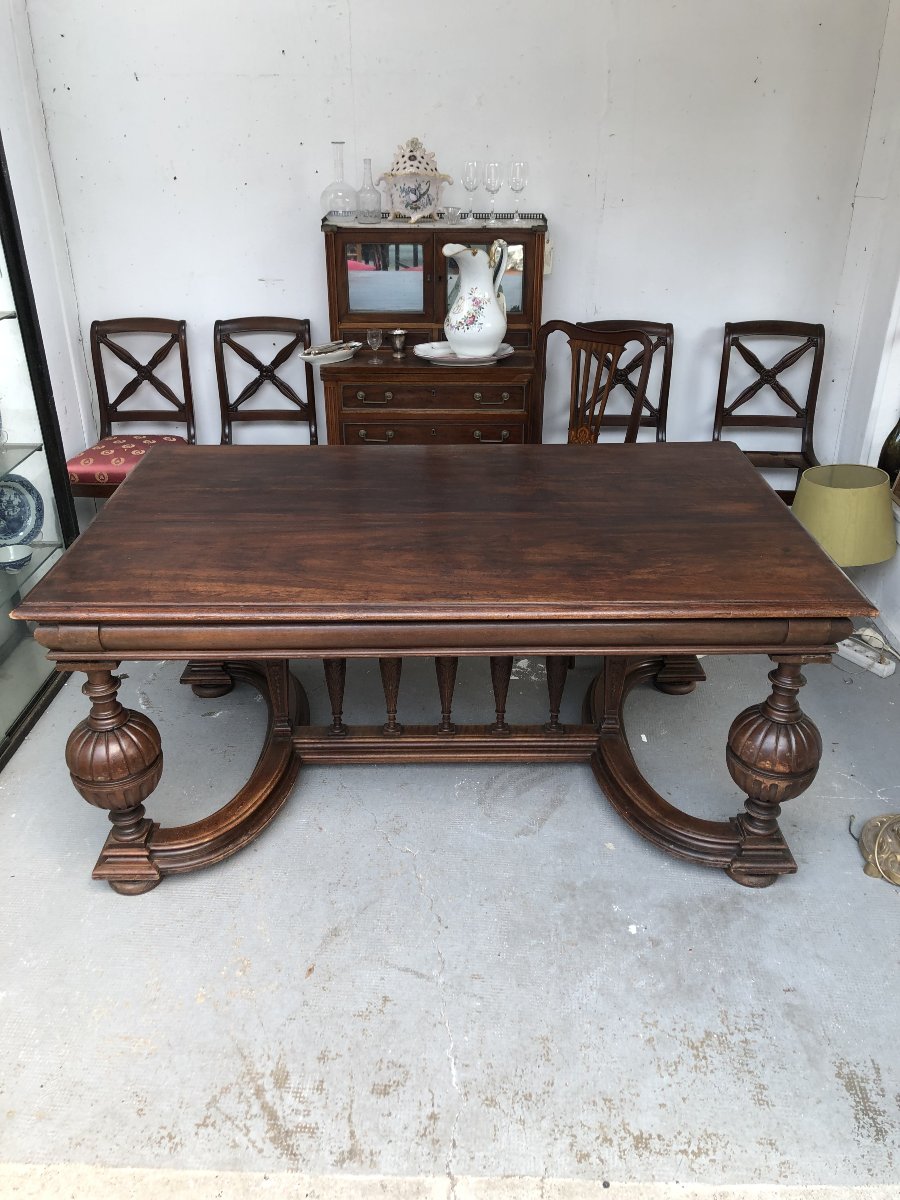 GRANDE TABLE BUREAU DE STYLE RENAISSANCE  XIX EME SIECLE EPOQUE NAPOLEON III