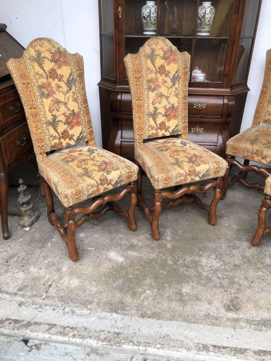Set Of 4 Louis XIII-style Chairs, 19th Century -photo-2