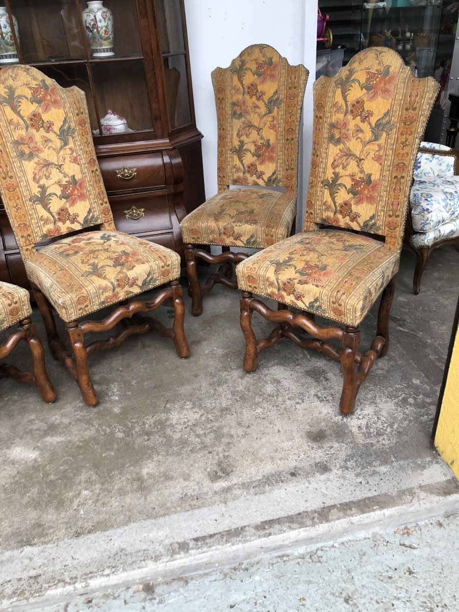 Set Of 4 Louis XIII-style Chairs, 19th Century -photo-3