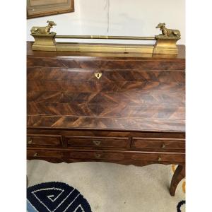 Bronze Fireplace Mantel Bar, Greyhound Design, Early 19th Century 