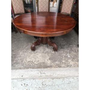 Five-legged Mahogany Dining Table, Louis Philippe Period, 19th Century