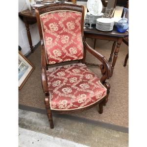 Mahogany Armchair With Inlay, Charles X Period, 19th Century