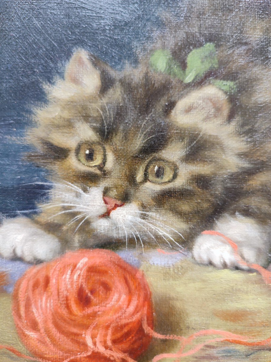 Les chats avec une pelote. Daniel Merlin. Vers 1900-photo-2