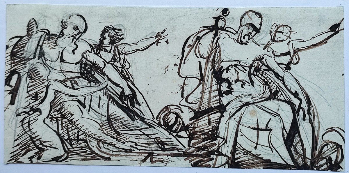 Auguste Couder.  Scène Mythologique. Dessin