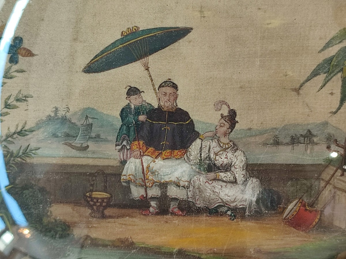 China. Silk Painting From The Louis Philippe Period.-photo-3