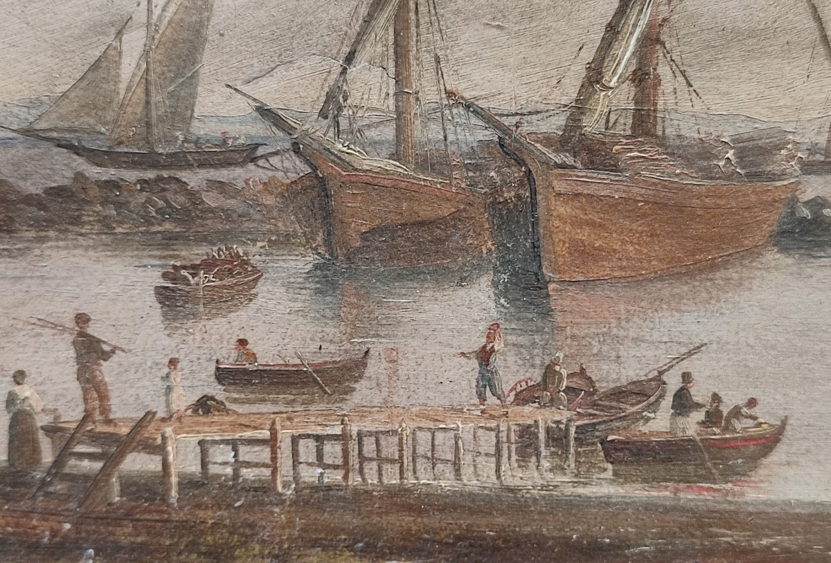 Naples 1800. Huile sur papier annotée en italien au verso.-photo-2