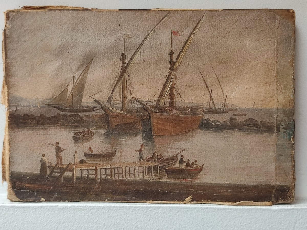 Naples 1800. Huile sur papier annotée en italien au verso.-photo-4