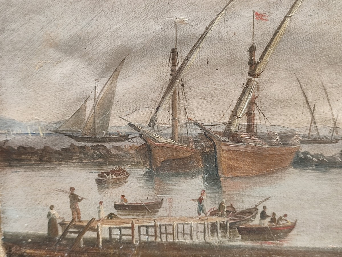 Naples 1800. Huile sur papier annotée en italien au verso.