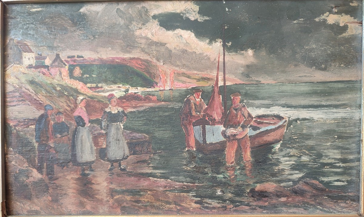 Fishing Scenes In Brittany. Circa 1920-photo-3