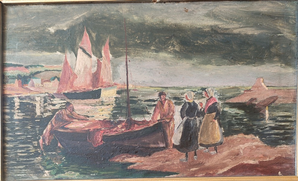Fishing Scenes In Brittany. Circa 1920-photo-2
