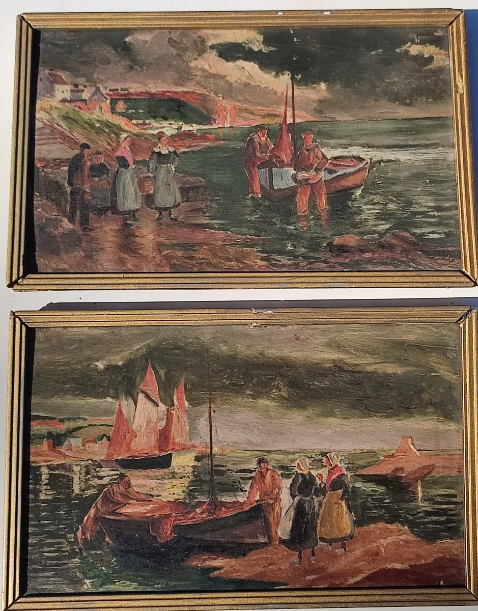 Fishing Scenes In Brittany. Circa 1920-photo-1