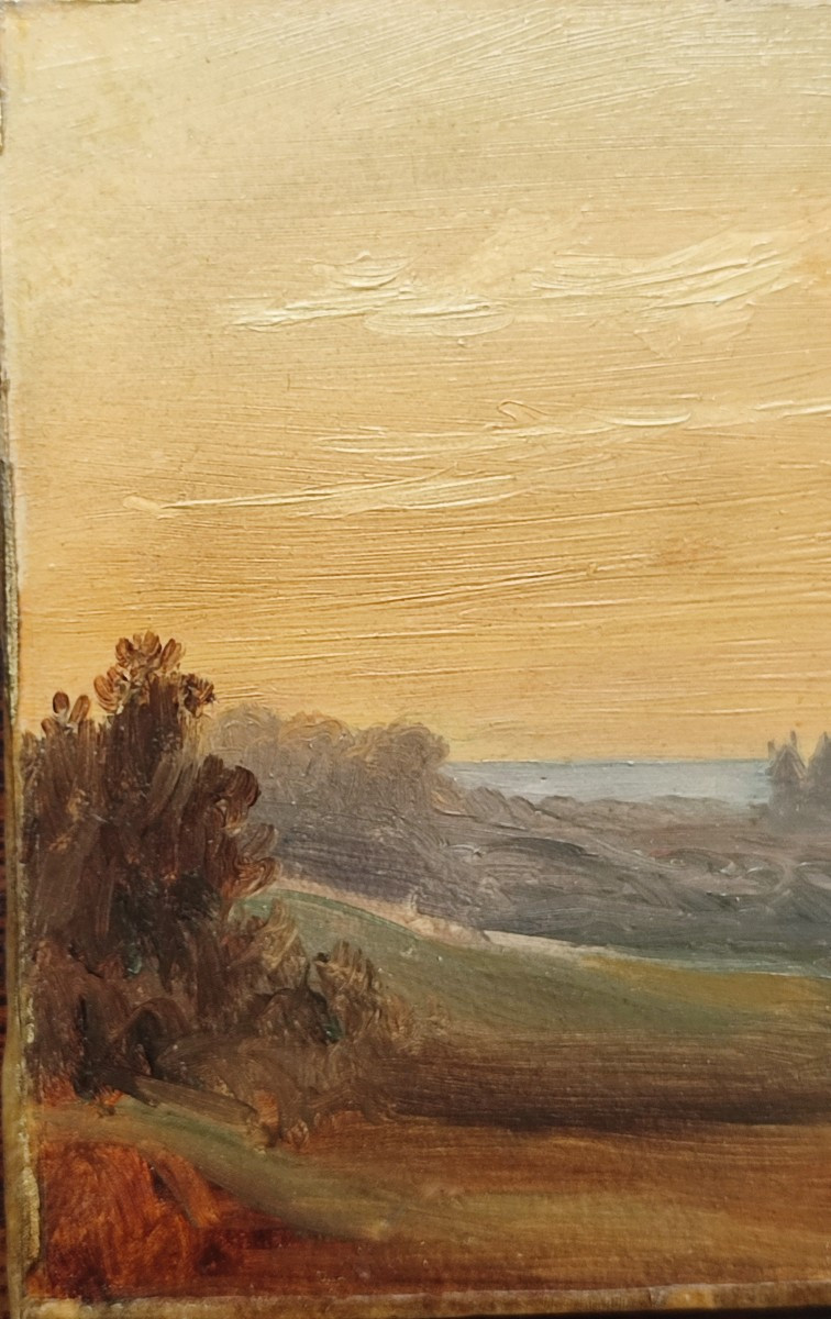 Côte Anglaise ou Normande. Huile sur papier.-photo-2