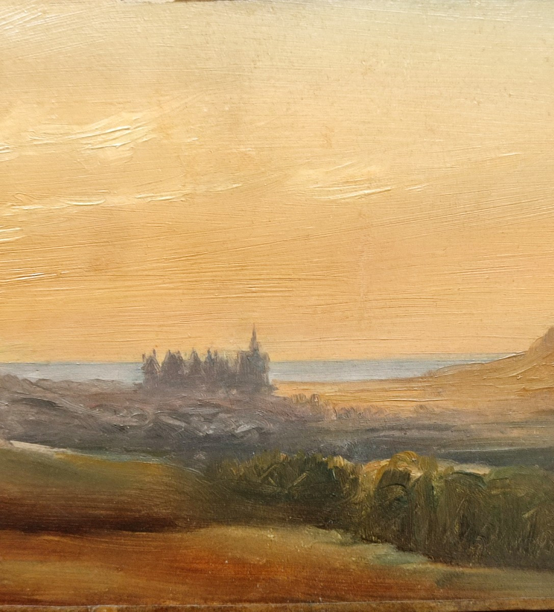 Côte Anglaise ou Normande. Huile sur papier.-photo-3