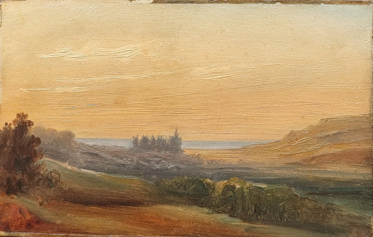 Côte Anglaise ou Normande. Huile sur papier.-photo-1
