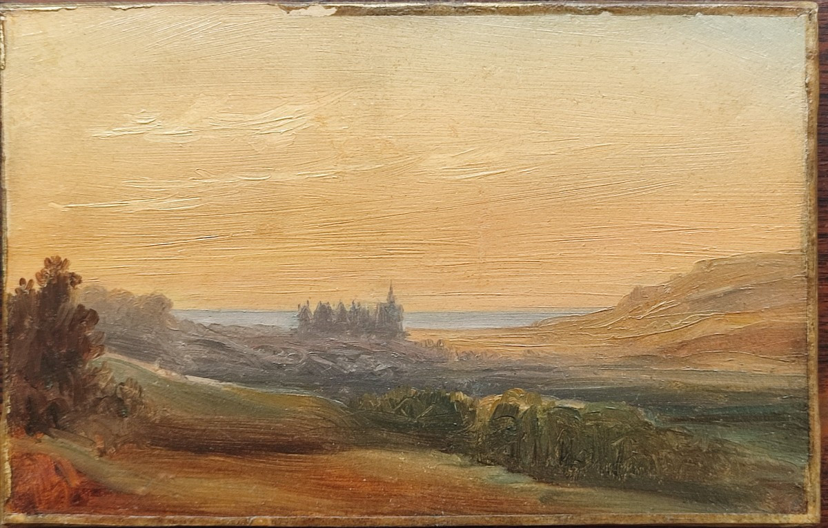 Côte Anglaise ou Normande. Huile sur papier.