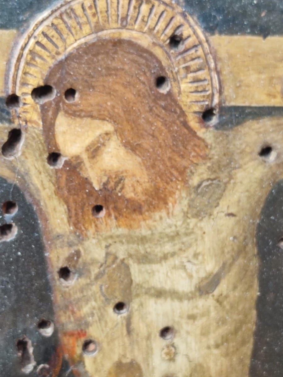 Croix. Huile sur bois.  -photo-2