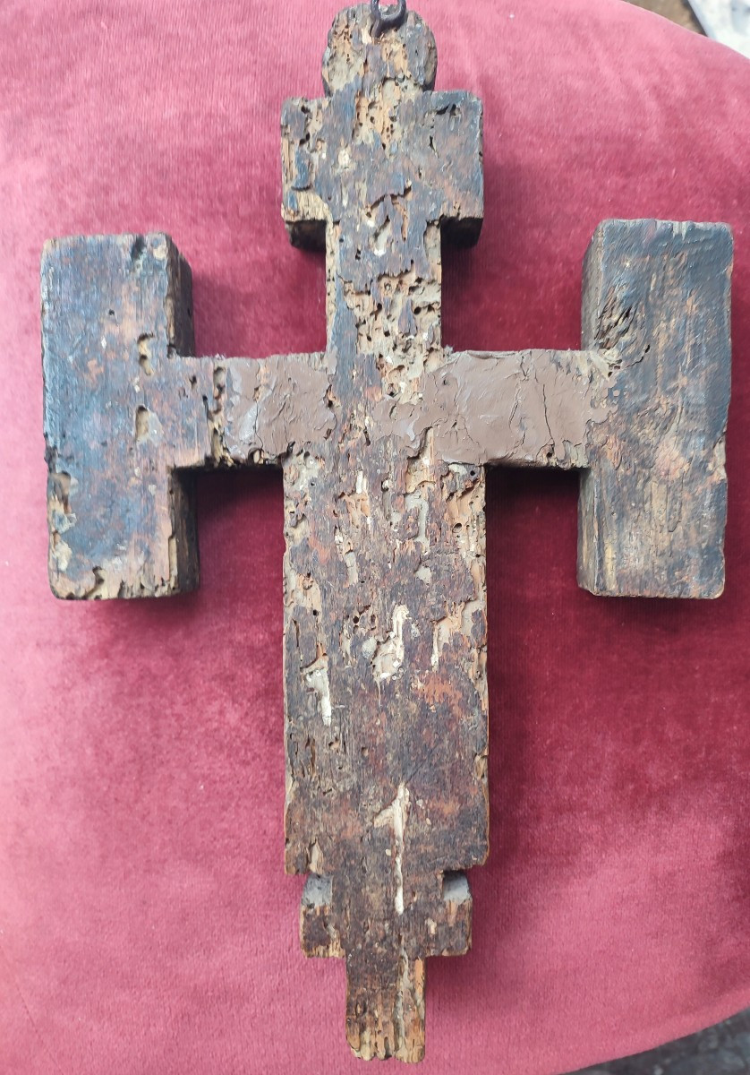Croix. Huile sur bois.  -photo-3