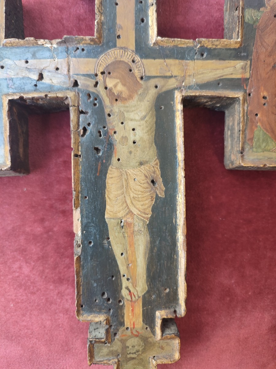 Croix. Huile sur bois.  -photo-2