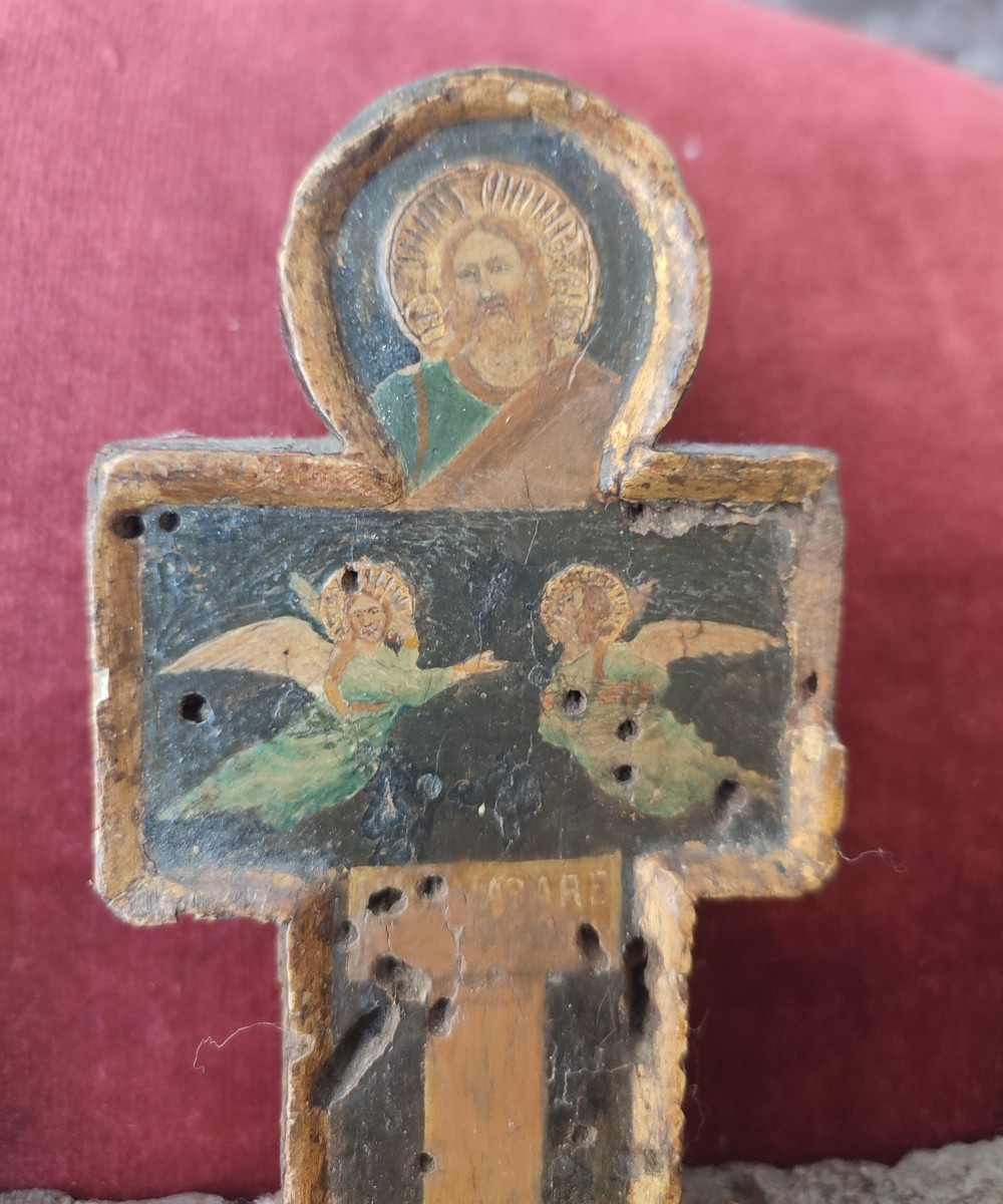 Croix. Huile sur bois.  -photo-4
