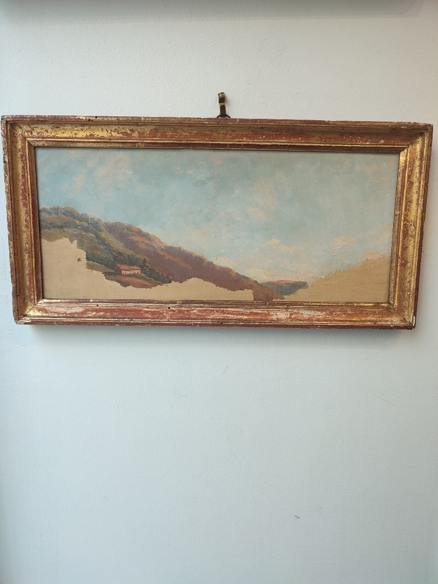 Mountain Landscape. Oil On Paper Circa 1830-photo-2