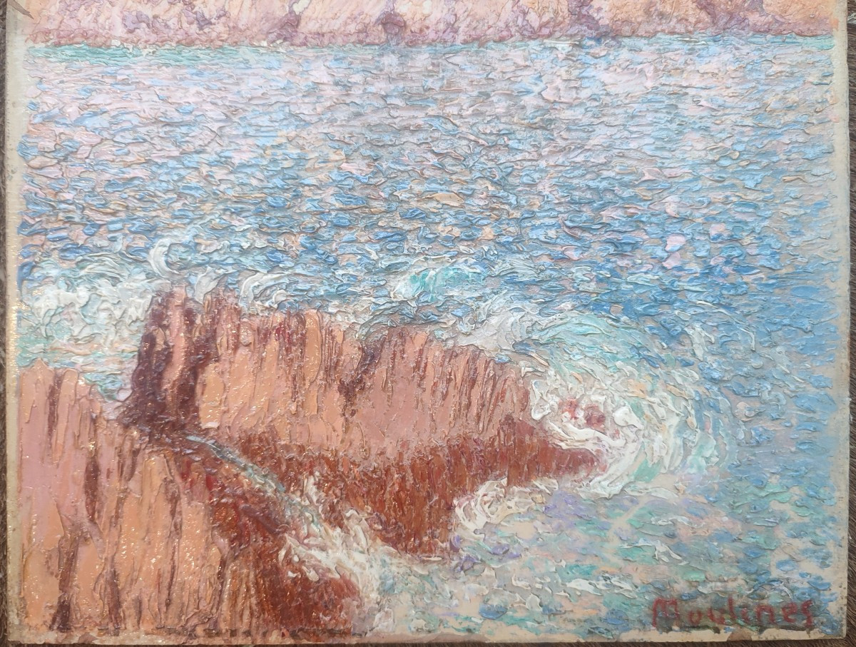 Marine. Tableau divisionniste. Ernest Moulines. -photo-2