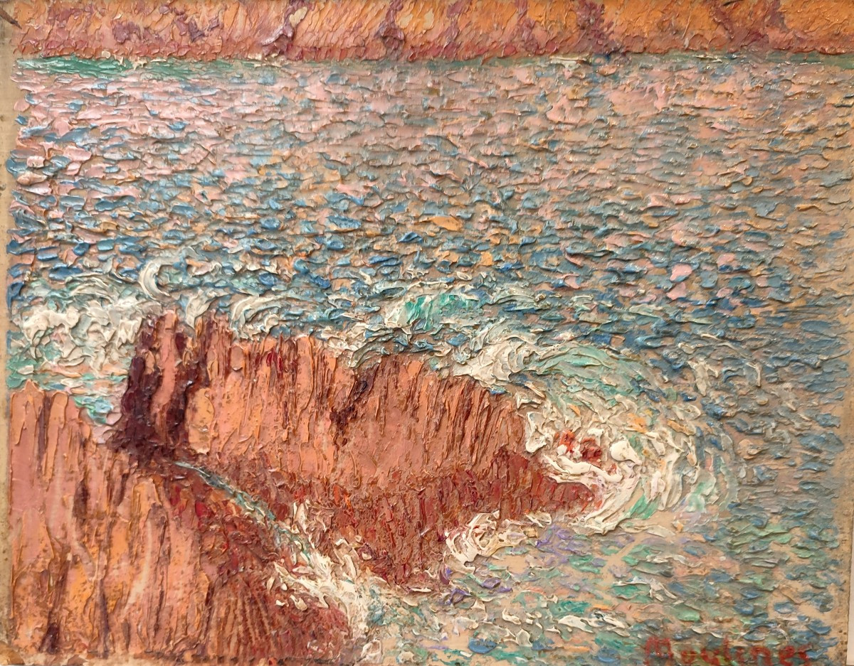 Marine. Tableau divisionniste. Ernest Moulines. -photo-3