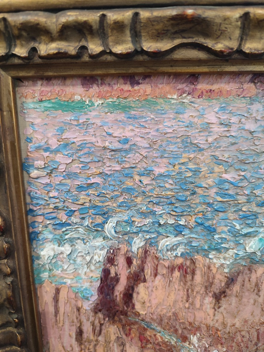 Marine. Tableau divisionniste. Ernest Moulines. -photo-3