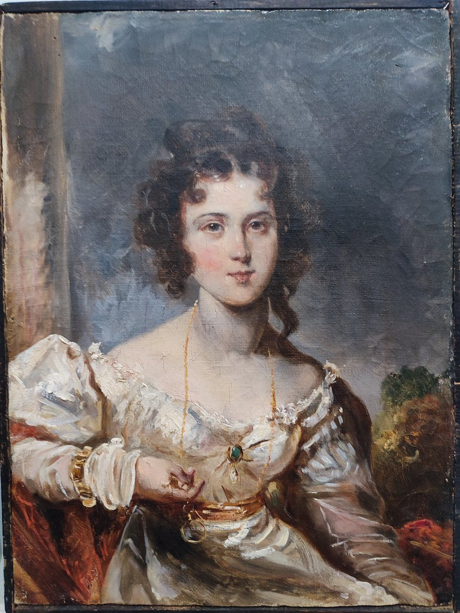 Portrait Of Rosamond Croker. Oil On Canvas, Circa 1830.-photo-3