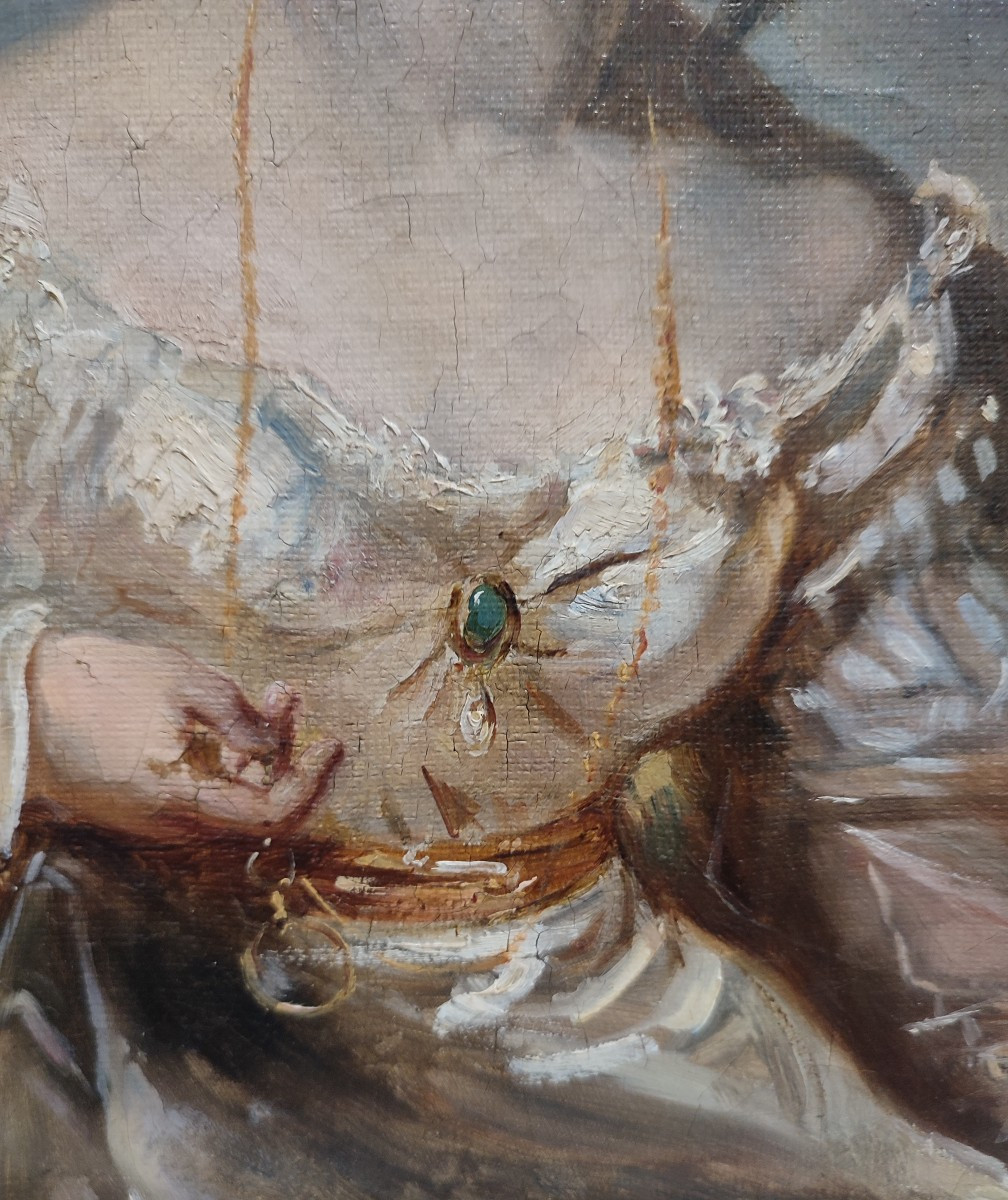 Portrait Of Rosamond Croker. Oil On Canvas, Circa 1830.-photo-4