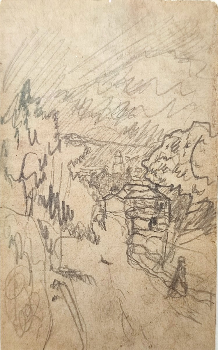 Pierre Bonnard. Un promeneur sur un chemin au dessus de Saint Tropez. Vers 1913