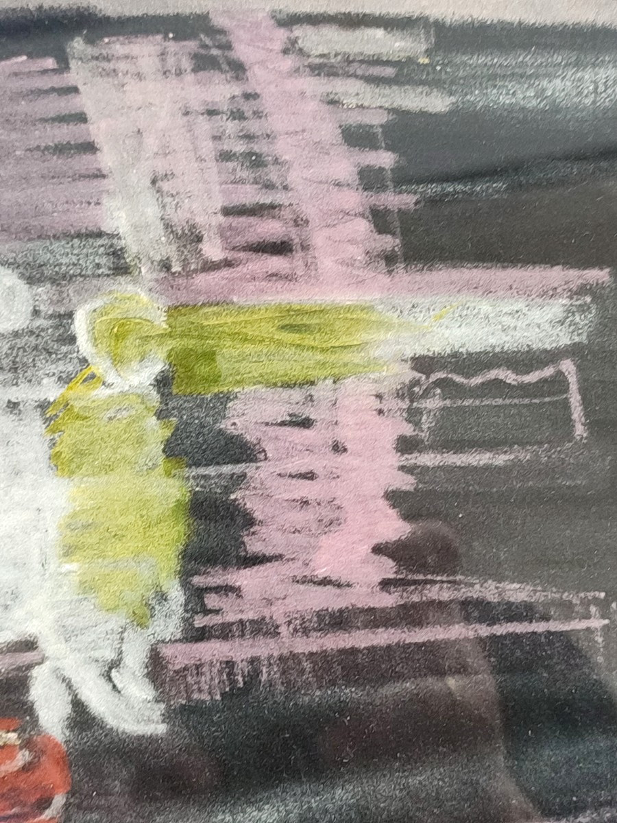 Farid Aouad. Le métro à Paris en 1963. Pastel-photo-3