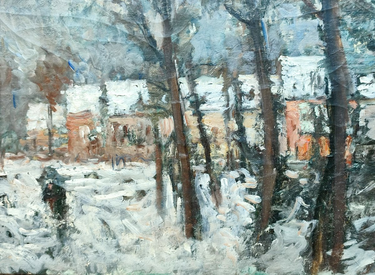 Snowy Landscape. Near Moret Sur Loing.  Circa 1900-photo-2