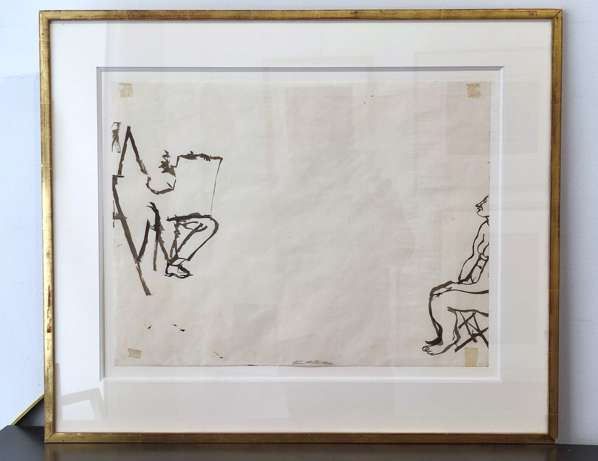 Sam Szafran. L'atelier. Dessin à l'encre. 1955-photo-2