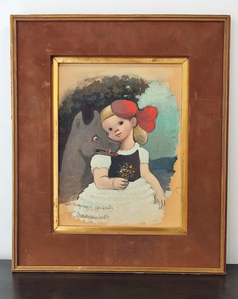 Madeleine Luka. Les mauvais conseils. Peinture sur carton.-photo-2