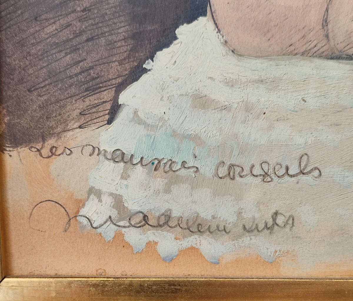 Madeleine Luka. Les mauvais conseils. Peinture sur carton.-photo-1