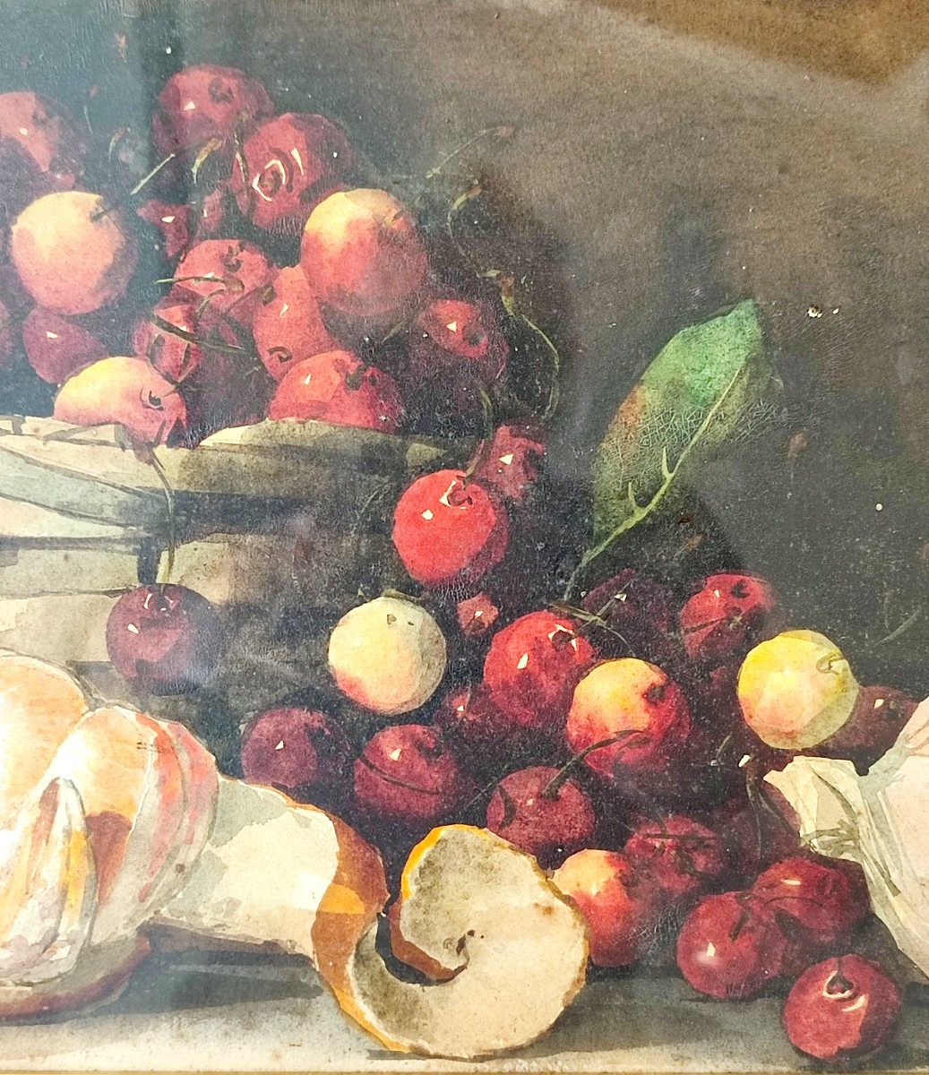 Oranges And Fruit. Composition. Watercolor Dated -photo-4