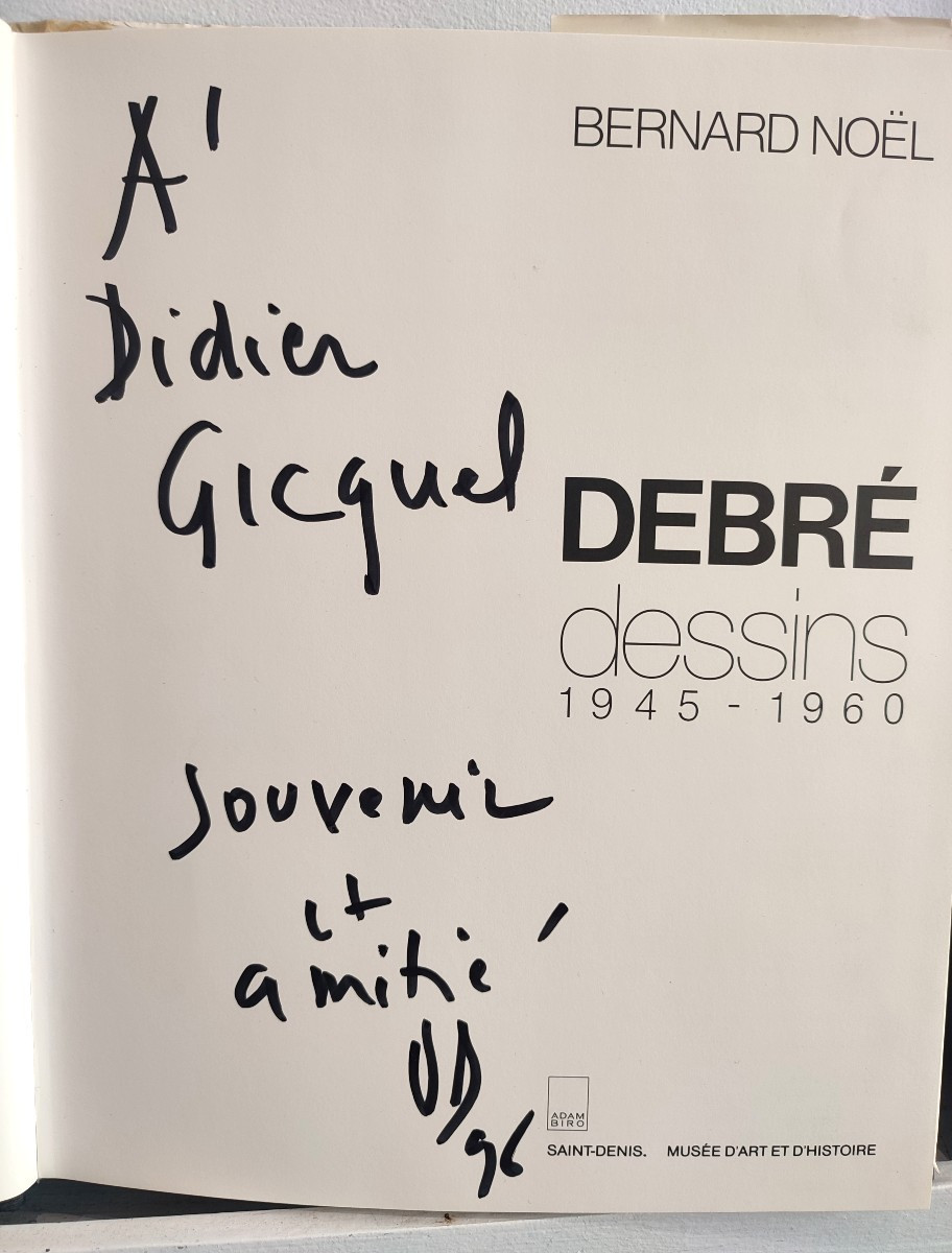 Olivier Debré. Signe personnage dédicacé sur un catalogue au photographe Didier Gicquel. 1996-photo-2