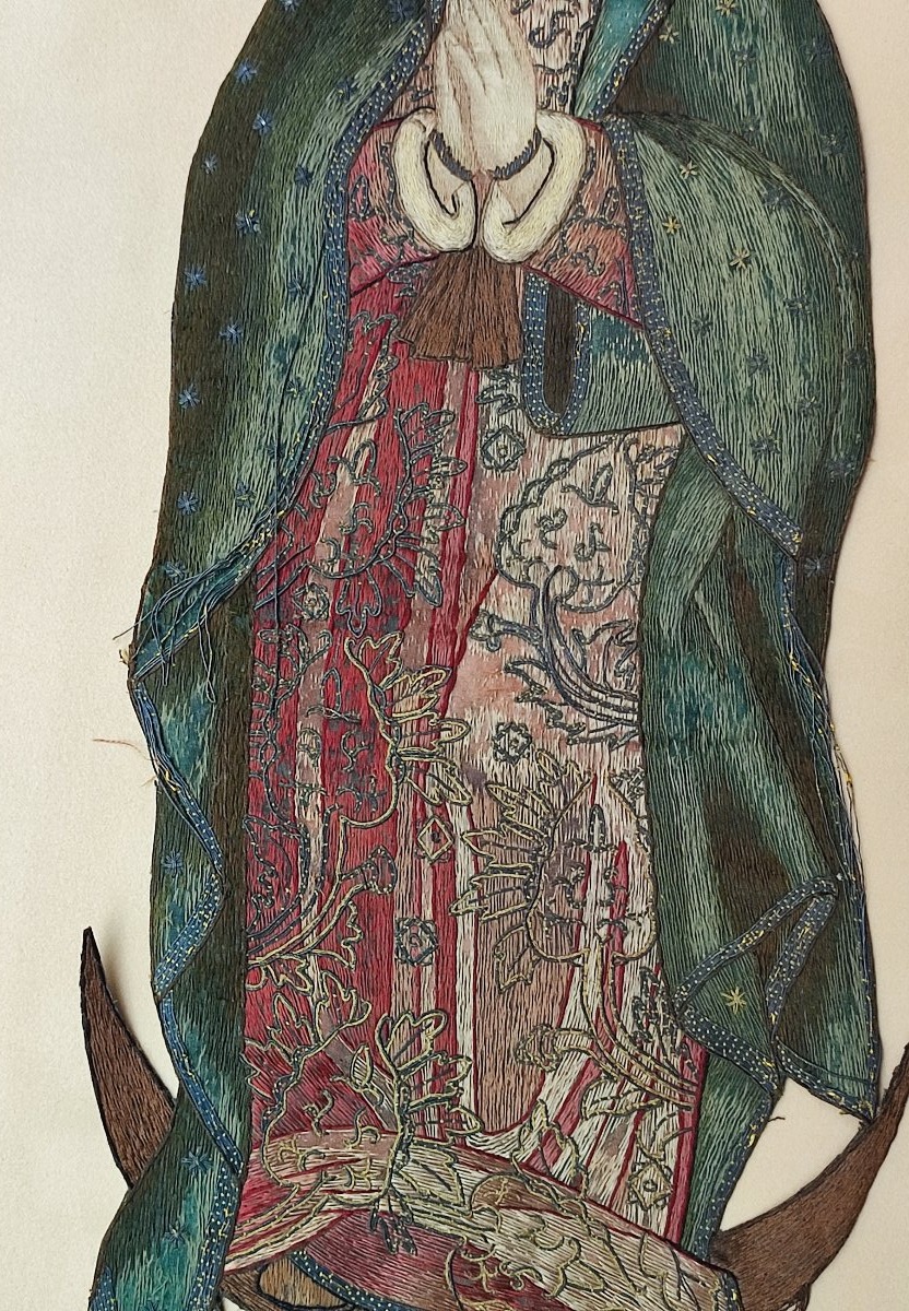 The Virgin With The Crescent. 19th Century Embroidery-photo-2