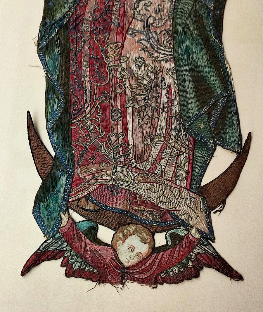 The Virgin With The Crescent. 19th Century Embroidery-photo-3