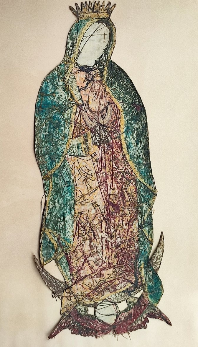 The Virgin With The Crescent. 19th Century Embroidery-photo-2