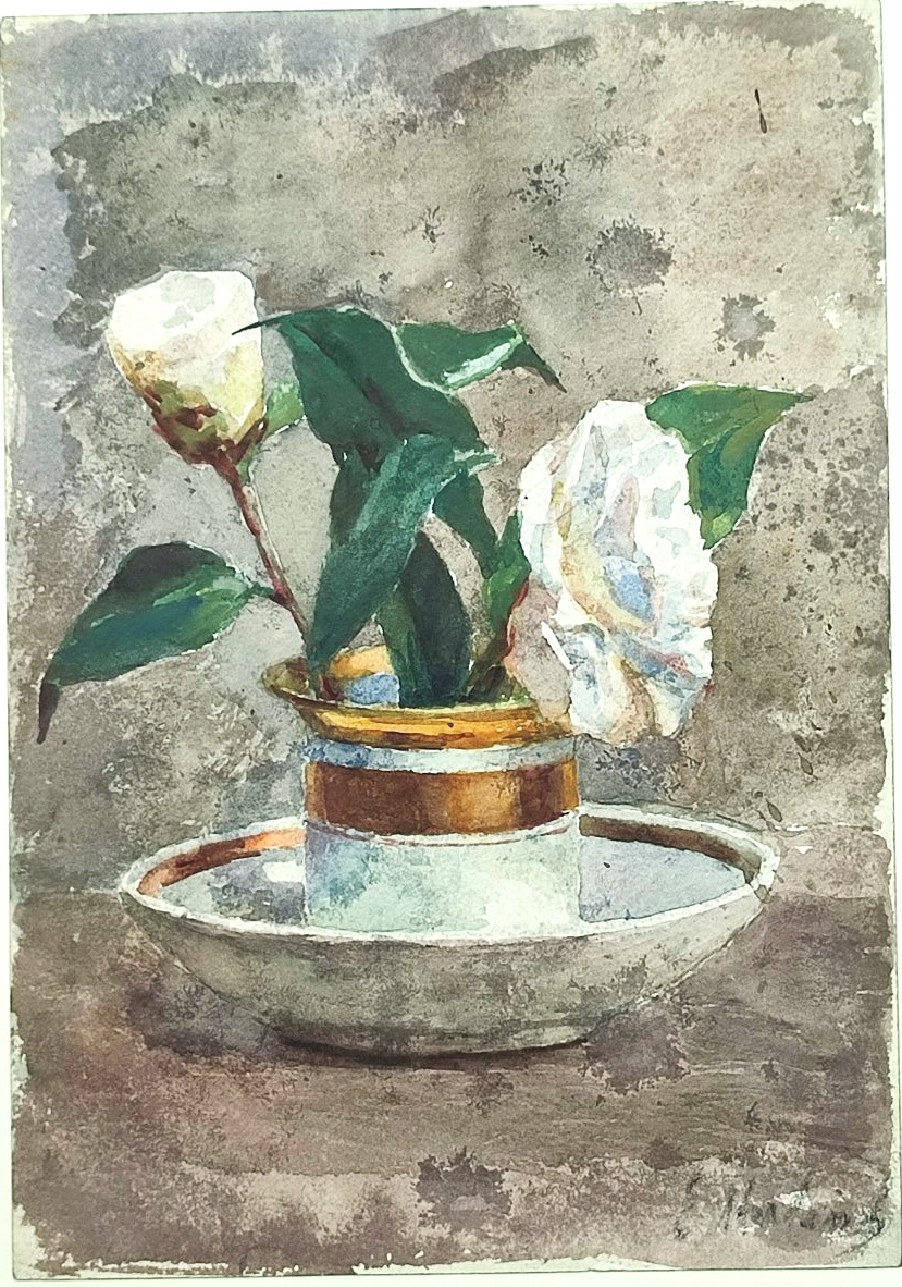 Roses et tasse. Emma Herland.