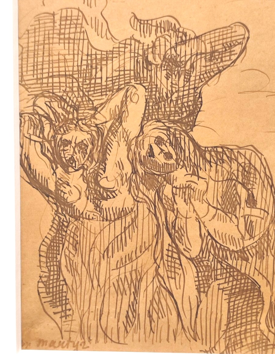 Emile Bernard. Le Martyr, Dessin de la période de Pont Aven de 1892-photo-2