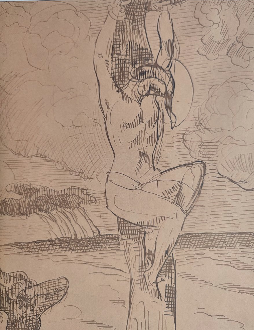 Emile Bernard. Le Martyr, Dessin de la période de Pont Aven de 1892-photo-3