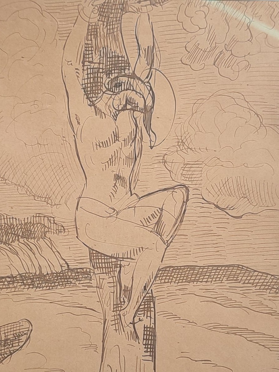 Emile Bernard. Le Martyr, Dessin de la période de Pont Aven de 1892-photo-1