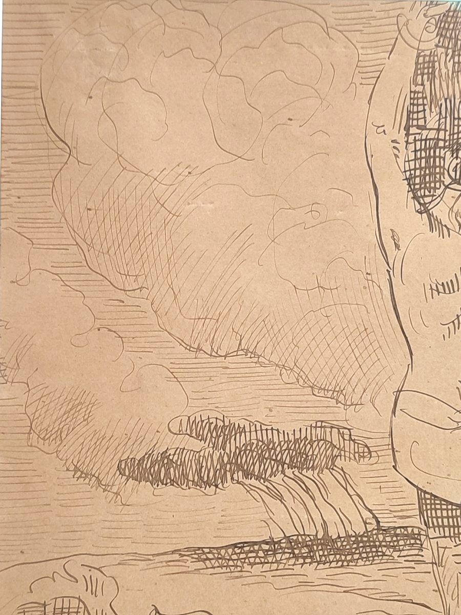 Emile Bernard. Le Martyr, Dessin de la période de Pont Aven de 1892-photo-2