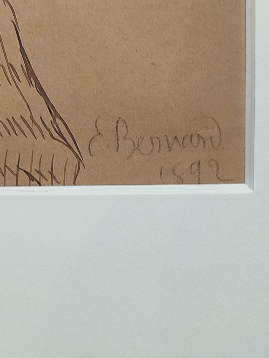 Emile Bernard. Le Martyr, Dessin de la période de Pont Aven de 1892-photo-3