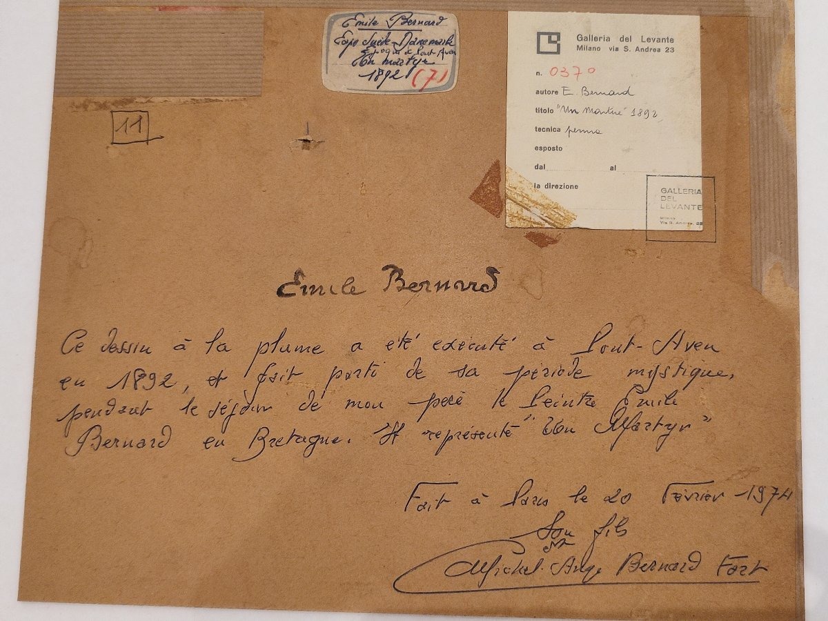 Emile Bernard. Le Martyr, Dessin de la période de Pont Aven de 1892-photo-4