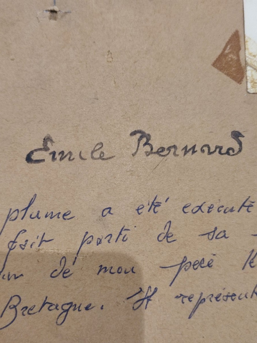 Emile Bernard. Le Martyr, Dessin de la période de Pont Aven de 1892-photo-6